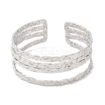 304 Stainless Steel Multi Line Cuff Bangles for Women BJEW-L682-004P-1