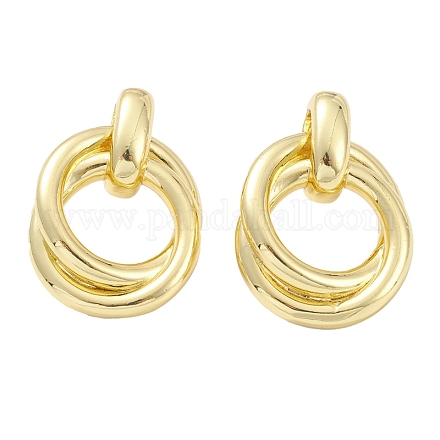 Boucles d'oreilles à anneau entrelacé en laiton plaqué en rack pour femmes EJEW-K245-04G-1