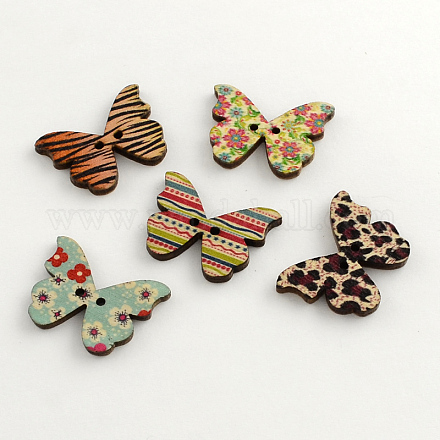 2-Hole Printed Wooden Buttons BUTT-R030-29-1