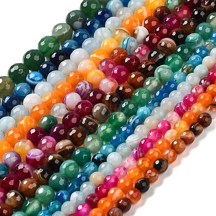 Chapelets de perles en agate à rayures naturelles/agates à bandes G-A246-12mm-15-1