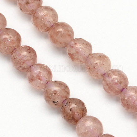 Natürlichen Erdbeere Quarz runde Perlen Stränge X-G-S141-01-1