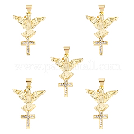 5 шт. Латунные подвески с микропаве ZIRC-SZ0003-21-1