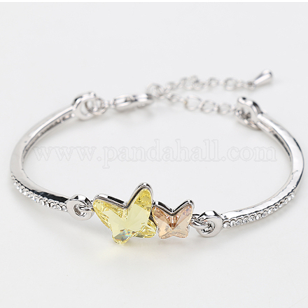 Papillon réel 18k bracelets en alliage de cristal autrichien en alliage plaqué platine BJEW-DD0001-15B-1