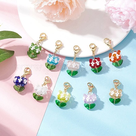 Стеклянные подвески в виде цветов HJEW-MZ00218-1