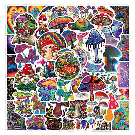 50 Uds. Pegatinas de dibujos animados impermeables de pvc de color arcoíris MUSH-PW0001-068-1