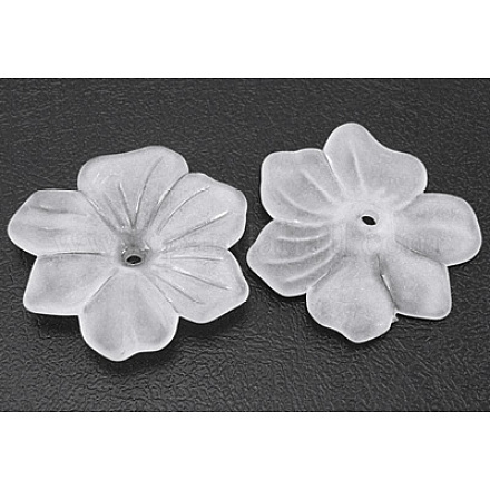 Transparent Flower Acrylic Beads X-PL592-1-1