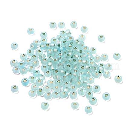 Perline di vetro foderate in argento smerigliato GLAA-Q096-02H-1