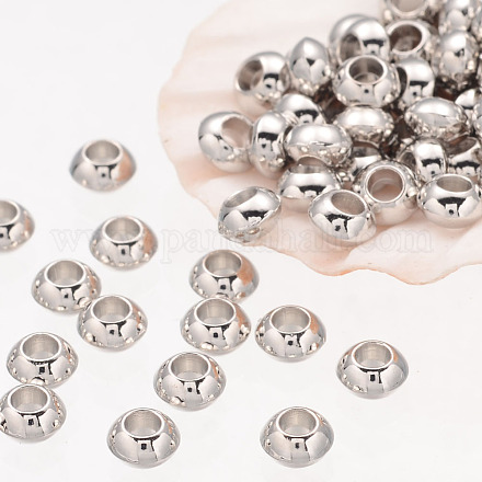チベットの銀のスペーサービーズをrondelle  鉛フリー＆ニッケルフリー＆カドミウムフリー  プラチナカラー  約5.5 mm厚  穴：2.3mm AB937-NF-1