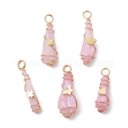 5 шт. 5 стиля гальванические подвески из натурального кварца с медной проволокой PALLOY-JF03432-1