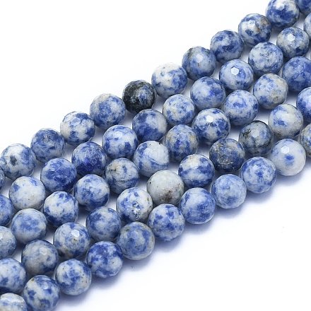 Fili di perle di diaspro macchia blu naturale G-K310-A22-8mm-1