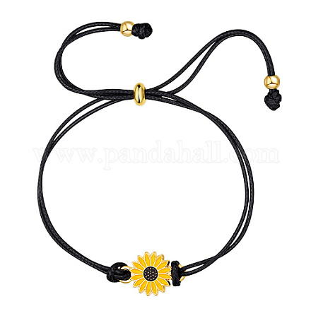 Bracelets coulissants à maillons en émail en alliage de fleur de marguerite IP6266-1-1