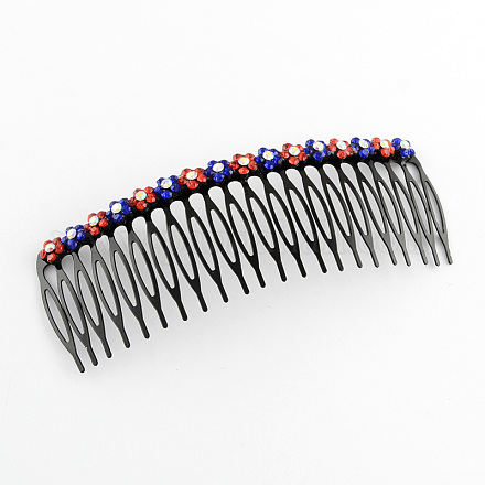 Pettini per capelli alla moda in ferro da donna con strass floreali OHAR-R175-05-1