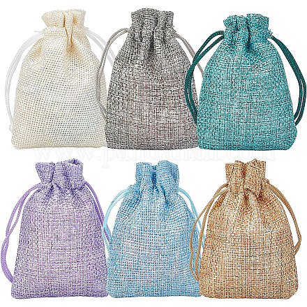 BENECREAT 30Pack 6 Color Small Burlap Bags with Drawstring Gift Bags Jewelry Pouch for Valentine's Day ABAG-BC0001-13-1