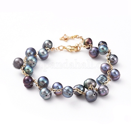Kultivierte Süßwasserperlen Perlen Armbänder BJEW-JB04819-02-1
