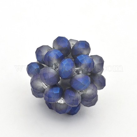 Electroplate Rondelle Frosted Glass Crystal Round Woven Beads GLAA-A034-10mm-F05-1