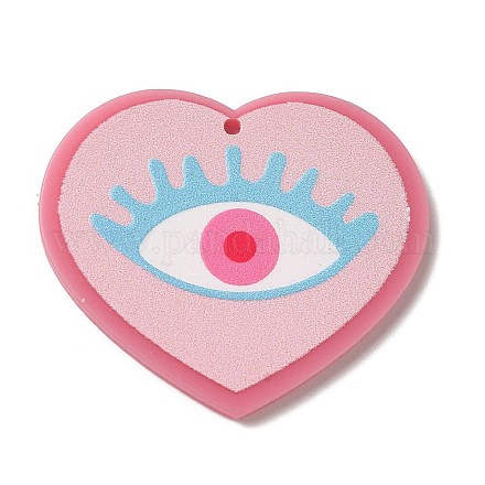 Valentine's Day Printed Heart Theme Acrylic Pendants OACR-B015-01B-01-1