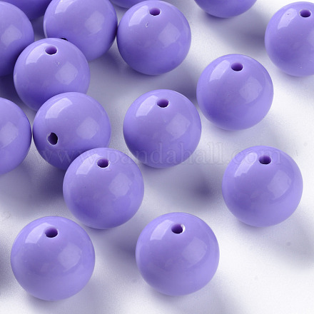 不透明なアクリルビーズ  ラウンド  紫色のメディア  20x19mm  穴：3mm  約111個/500g MACR-S370-C20mm-SS2114-1