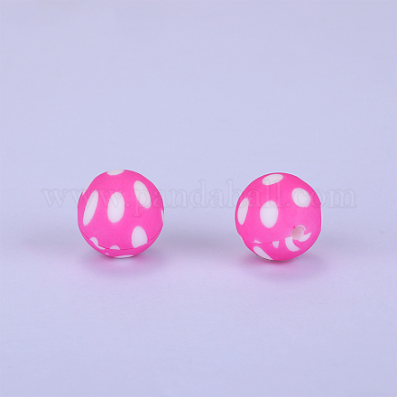 Круглые силиконовые бусины с принтом SI-JX0056A-49-1