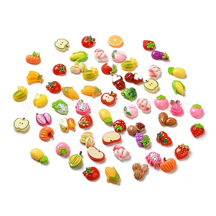 Undurchsichtige Obst- und Gemüse-Cartoon-Aufkleber mit selbstklebender Rückseite aus Kunstharz RESI-K019-46-1