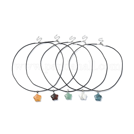 Stern-Anhänger-Halskette aus Natur- und Synthetiksteinen mit Polyesterschnüren NJEW-JN04516-1