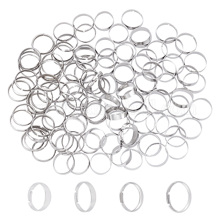Unicraftale 120pcs 4 styles réglables 304 anneaux de bande unis en acier inoxydable STAS-UN0025-62-1