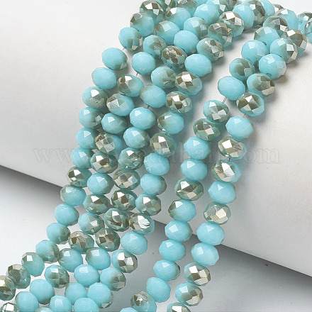 Electroplate Opaque Solid Color Glass Beads Strands EGLA-A034-P8mm-K12-1
