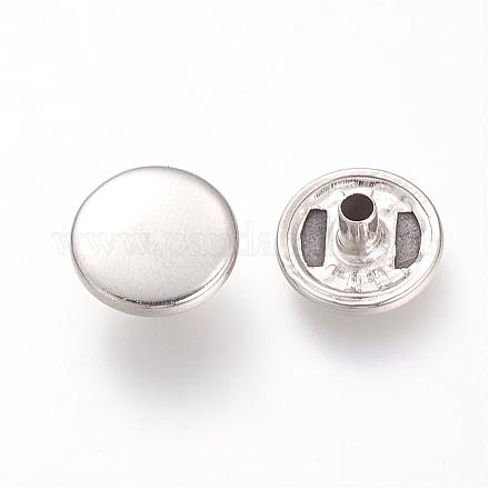 真鍮のスナップボタンパーツ  スナップキャップ  衣服のボタン  フラットラウンド  プラチナ  12~12.5mm BUTT-R029-04-1