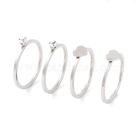 Набор колец в форме сердца из нержавеющей стали 304 для женщин RJEW-C086-30-P-1