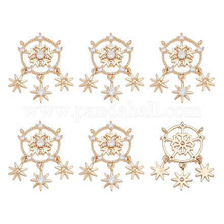 BENECREAT Brass Micro Pave Clear Cubic Zirconia Pendants KK-BC0010-45-1
