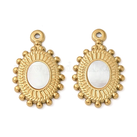 Подвески из натуральной белой ракушки из нержавеющей стали 304 STAS-L288-11G-02-1