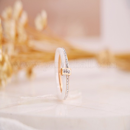 Прямоугольные перстни из нержавеющей стали со стразами и керамикой FS-WG8E554-04-1