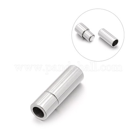 Smooth 304 Stainless Steel Column Magnetic Clasps with Glue-in Ends STAS-E089-12A-1