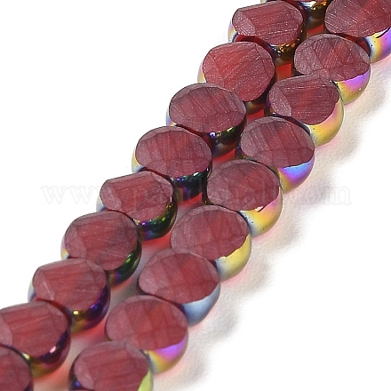 Electroplate Frosted Glass Beads Strands EGLA-Z001-01A-1