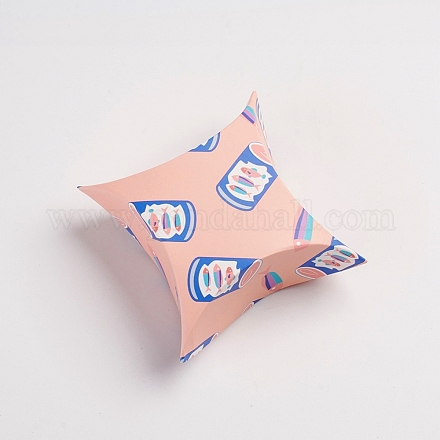 Scatole di caramelle per cuscini di carta con motivo di prodotti in scatola CON-G008-C10-1
