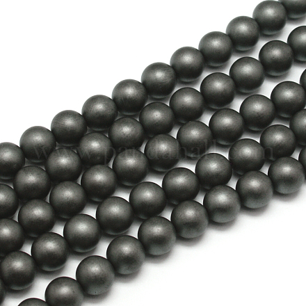 Frosted Non-magnetic Synthetic Hematite Round Bead Strands G-J344-4mm-1