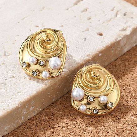 Серьги-гвоздики из нержавеющей стали 304 с прозрачным кубическим цирконием EJEW-R020-05G-03-1