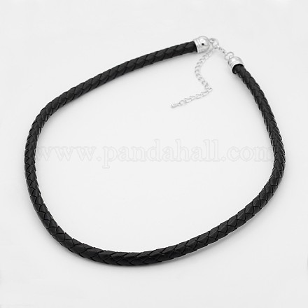 Collares de cordón de cuero trenzado NJEW-J023-18-1