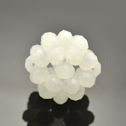 Imitation Jade Glass Round Woven Beads GLAA-A034-8mm-B15-1