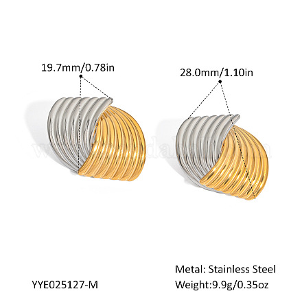 Серьги-гвоздики из нержавеющей стали с перекрестными полосками PE2312-3-1