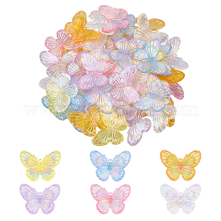 NBEADS 60 Pcs 6 Colors Acrylic Butterfly Charms PACR-NB0001-06-1