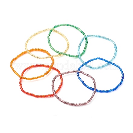8/0 ensembles de bracelets extensibles en perles de rocaille en verre BJEW-JB06412-1