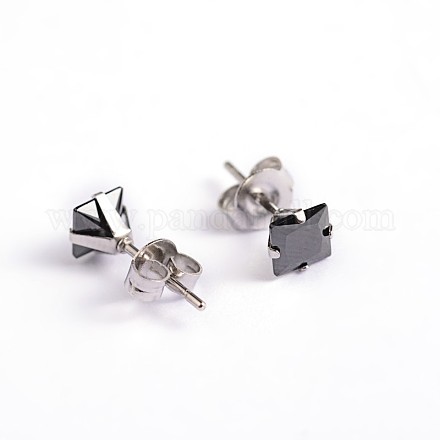 Quadrato orecchini zirconi X-EJEW-H306-05-6mm-1