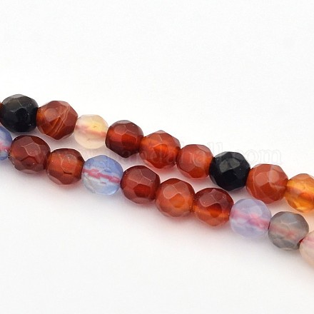 Dyed Faceted Round Natural Agate Beads Strands G-E302-078D-4mm-1