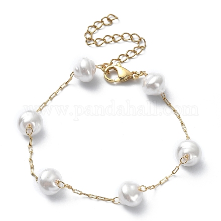 Pulsera de cadena con cuentas de perlas de imitación de plástico abs BJEW-JB09421-1