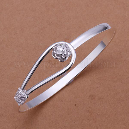 Простой дизайн латунь цветок браслеты для женщин BJEW-BB12418-1