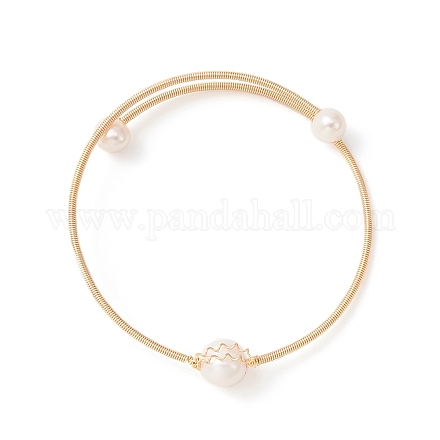 Bracelet manchette en perles naturelles BJEW-JB09448-1