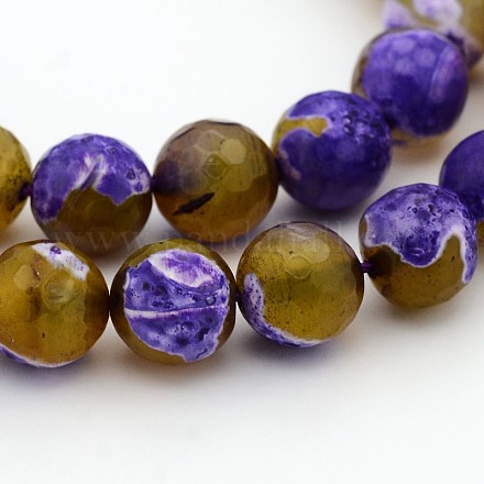 Natural Weathered Agate Faceted Round Beads Strands G-A134-02B-10mm-1