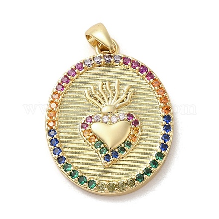 Brass Micro Pave Cubic Zirconia Pendants KK-E091-10G-1