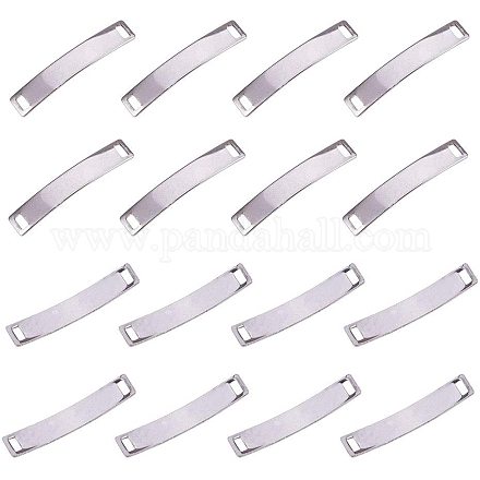 PandaHall Elite 20pcs Curved Rectangle 304 Stainless Steel Blank Tag Link Connectors for Jewelry Making STAS-PH0018-65P-1