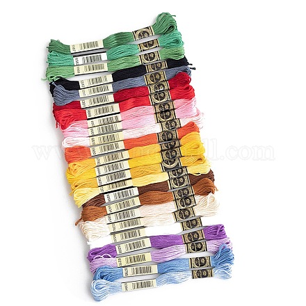 24かせ 24色 6層綿刺繍糸  クロスステッチの糸  ミックスカラー  1mm  約8.75ヤード（8m）/かせ  1 かせ/色 PW-WG22229-01-1